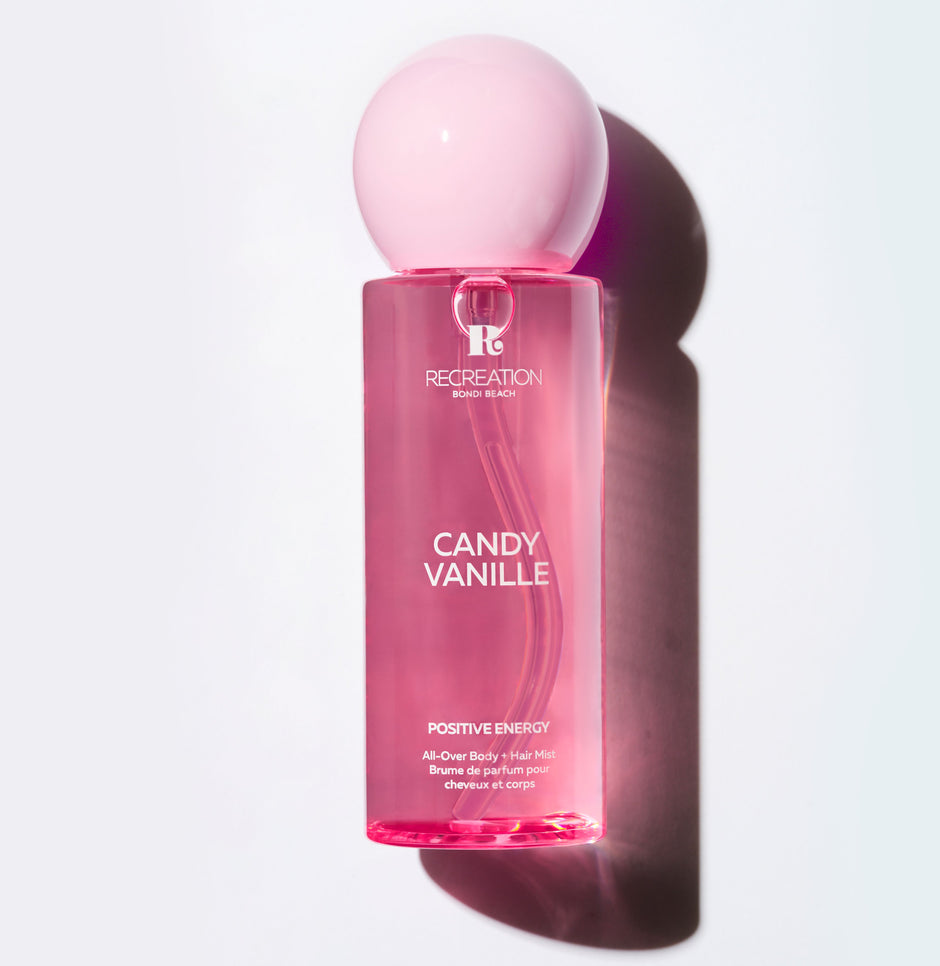 Candy Vanille all-over body and hair mist with sweet vanilla and plum fragrance by Recreation Beauty