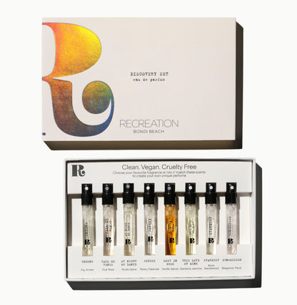 Recreation Beauty perfume discovery set with all samples for trying scents before buying 50ml
