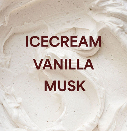 Close-up of Rogue Vanille body mist packaging inspired by vanilla ice cream accord